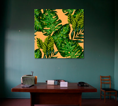 Vector Tropical Palms Leaves Canvas Print ArtLexy   