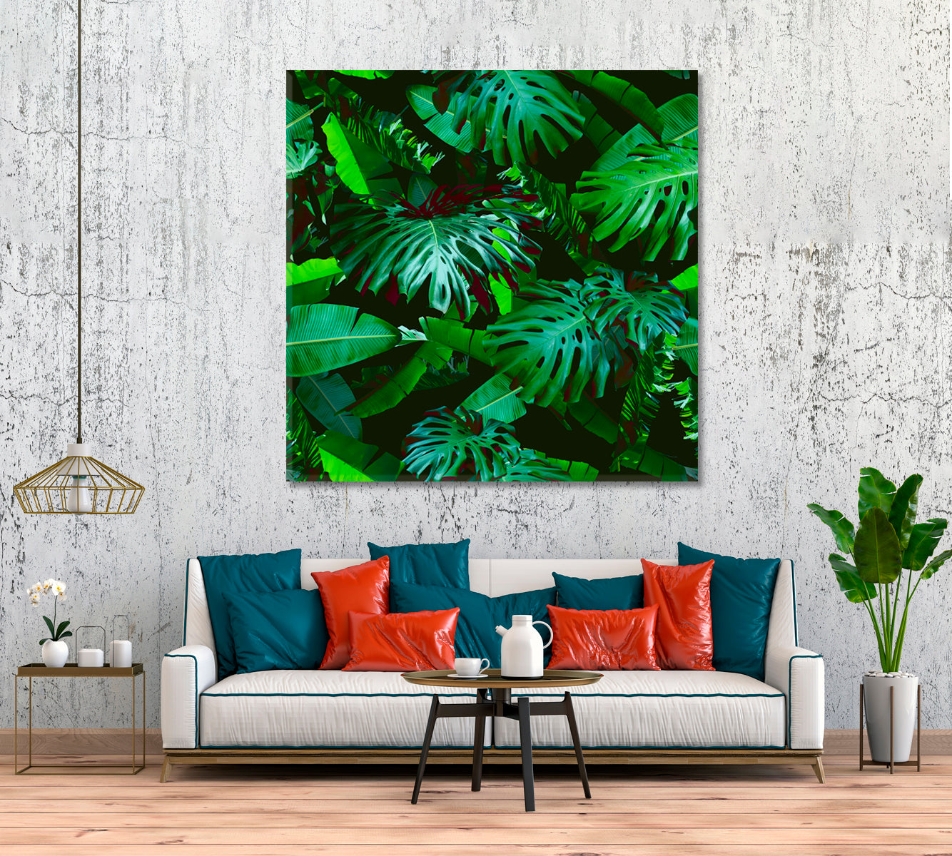 Green Tropical Palm Leaves Canvas Print ArtLexy
