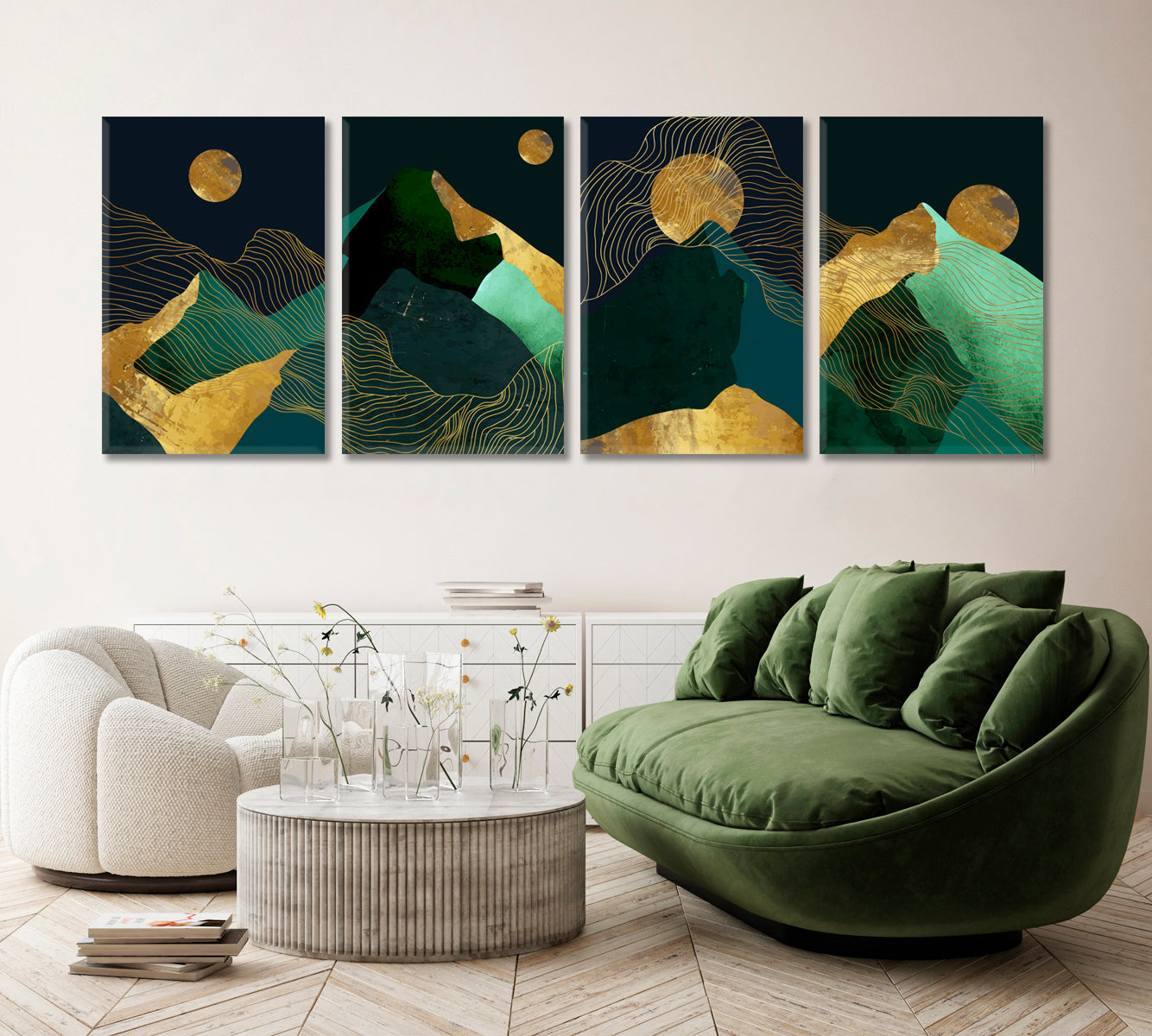Set of 4 Vertical Luxury Mountain Landscape Canvas Print ArtLexy   