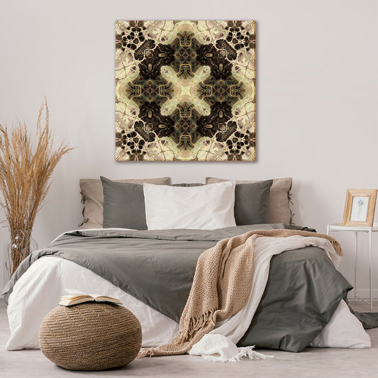 Abstract Beige Kaleidoscope Pattern Canvas Print ArtLexy 1 Panel 12"x12" inches 