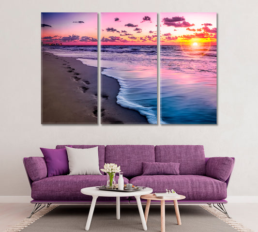 Cancun Coastline Beach at Sunset Mexico Canvas Print ArtLexy   