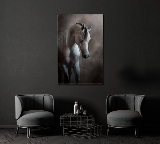 Arabian Horse Portrait in Smoke Canvas Print ArtLexy 1 Panel 16"x24" inches 