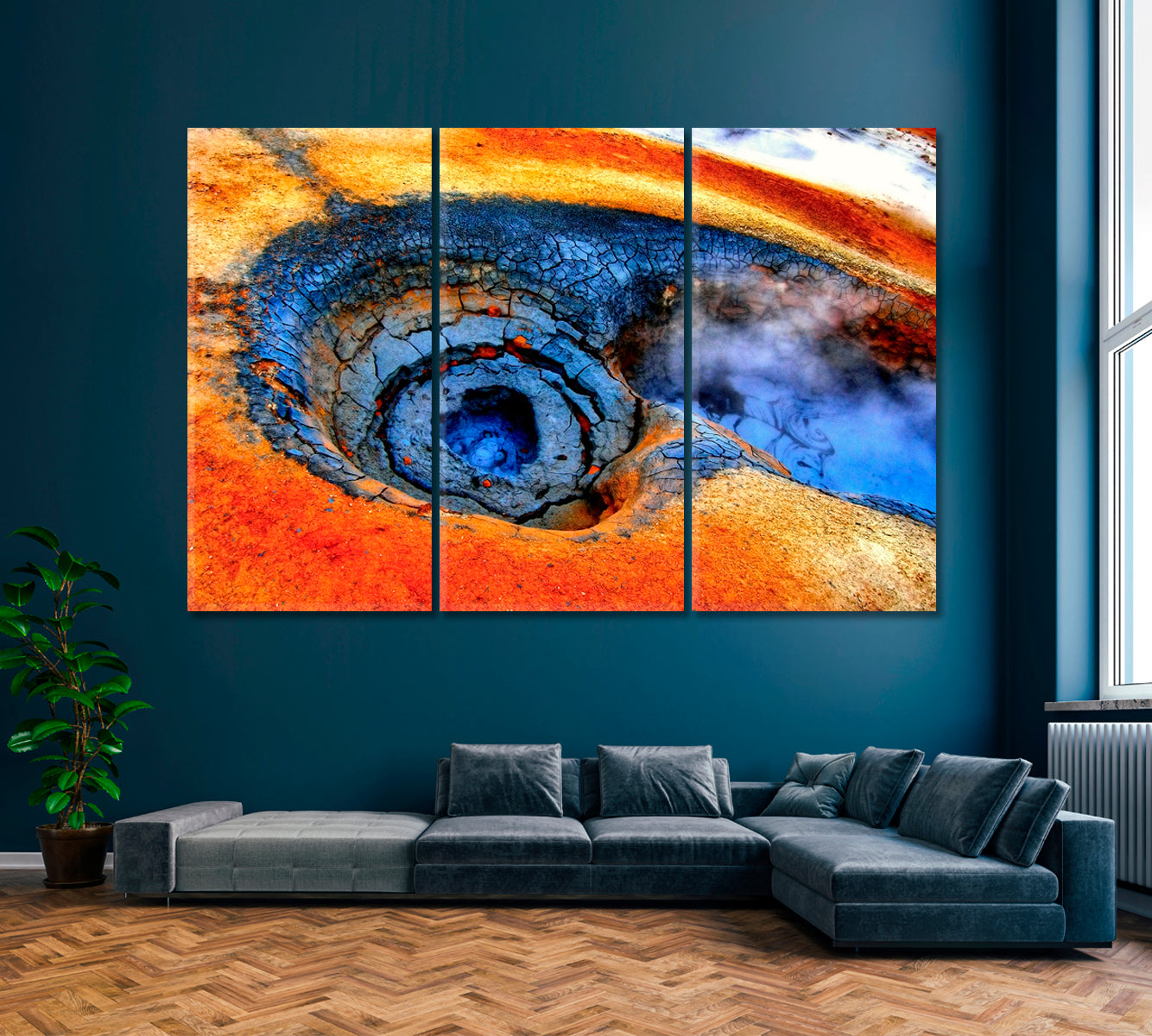 Volcanic Geysers Iceland Canvas Print ArtLexy 3 Panels 36"x24" inches 