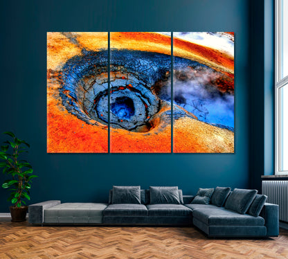 Volcanic Geysers Iceland Canvas Print ArtLexy 3 Panels 36"x24" inches 