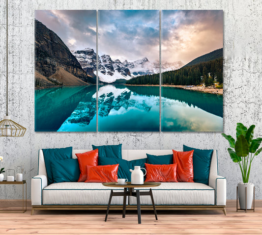 Moraine Lake Alberta Canada Canvas Print ArtLexy 3 Panels 36"x24" inches 