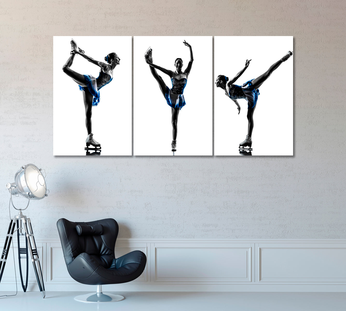 Set of 3 Figure Skater Silhouette Canvas Print ArtLexy