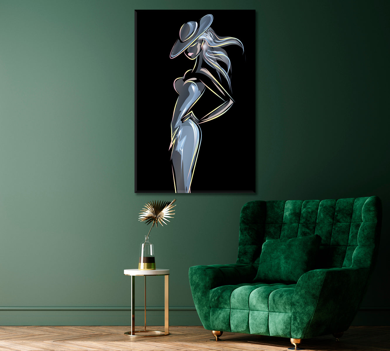 Elegant Lady Silhouette Canvas Print ArtLexy