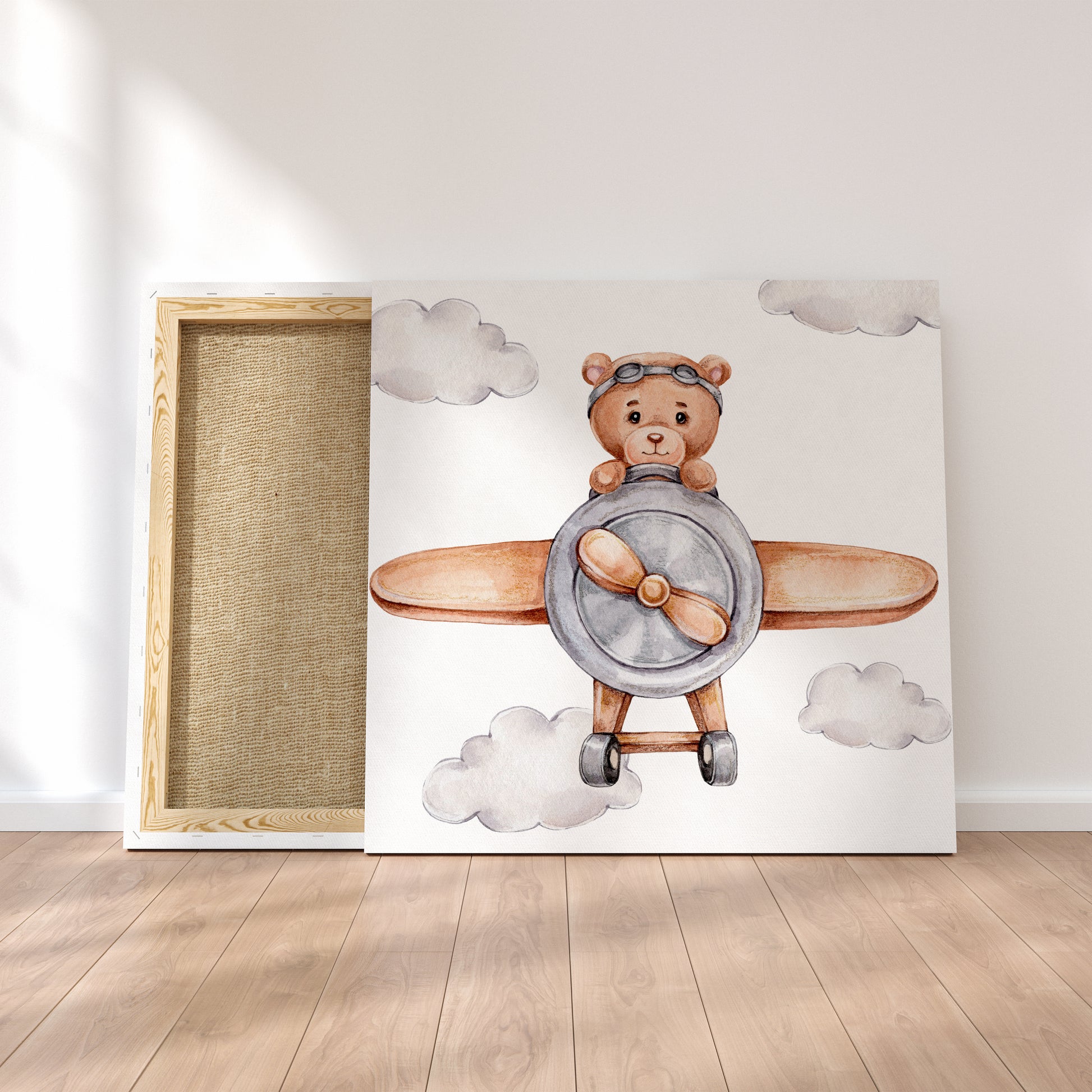 Teddy Bear on Airplane Canvas Print ArtLexy   
