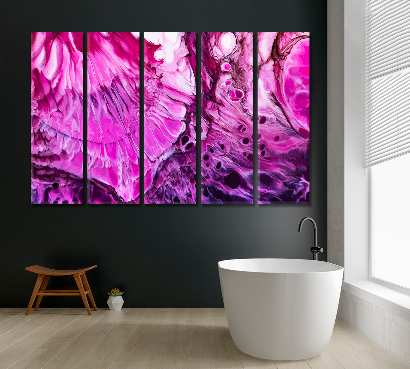 Luxury Fuchsia Marble Canvas Print ArtLexy 5 Panels 36"x24" inches 