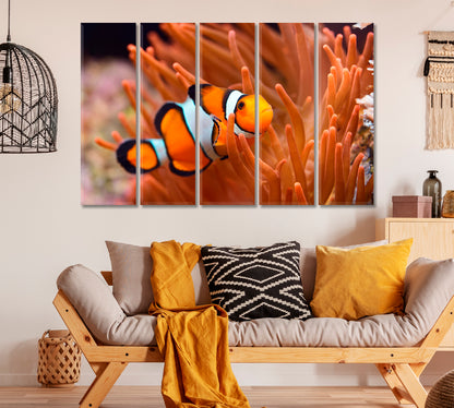Amphiprion Ocellaris Clownfish Canvas Print ArtLexy 5 Panels 36"x24" inches 