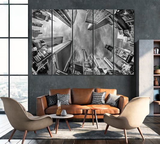 Times Square Skyscrapers New York City Canvas Print ArtLexy 5 Panels 36"x24" inches 