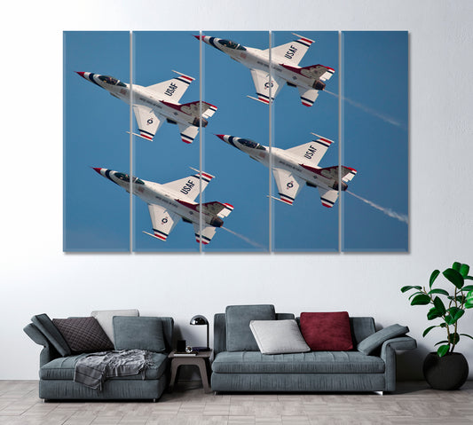 F-16 Fighting Falcon Jets Canvas Print ArtLexy 5 Panels 36"x24" inches 