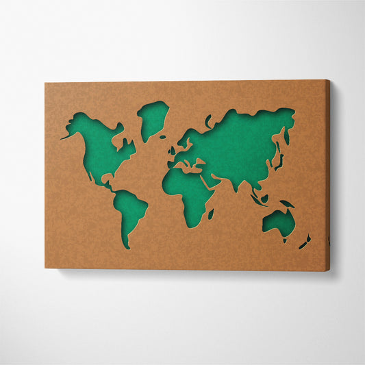 Green Minimalist World Map Canvas Print ArtLexy 1 Panel 24"x16" inches 
