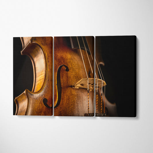 Violin Close-up Canvas Print ArtLexy 3 Panels 36"x24" inches 