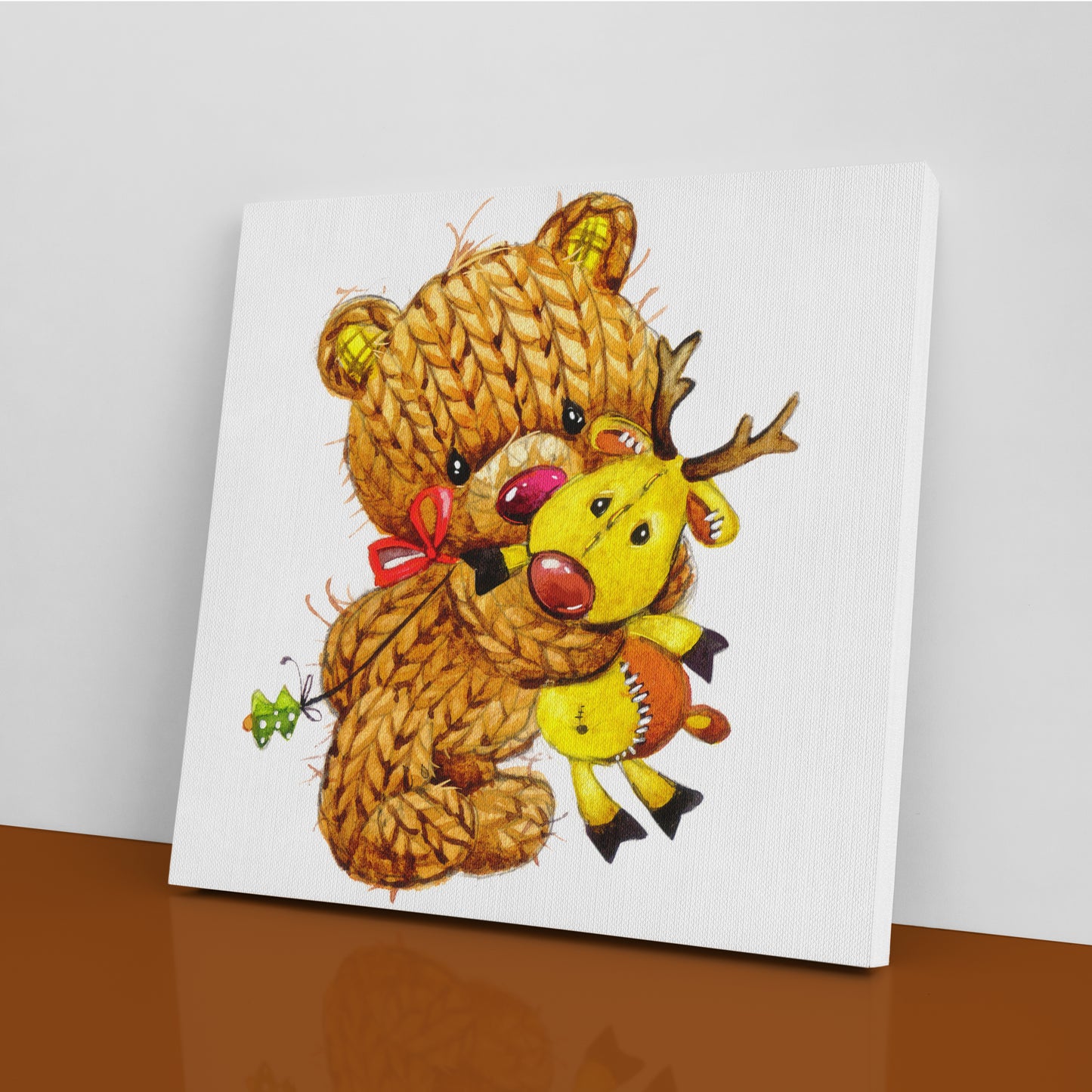 Knitted Teddy Bear Canvas Print ArtLexy