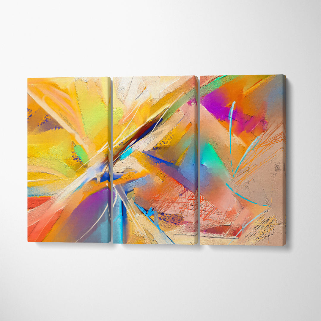 Abstract Modern Colorful Brush Stroke Canvas Print ArtLexy 3 Panels 36"x24" inches 