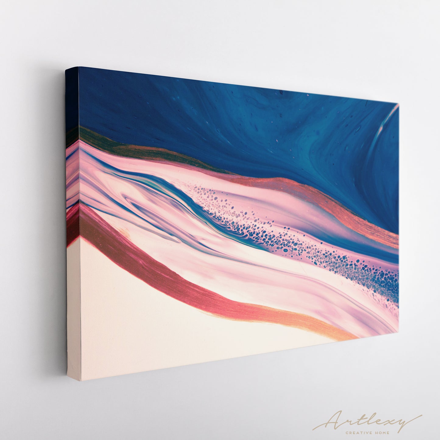Minimalistic Blue & Pink Ink Pattern Canvas Print ArtLexy