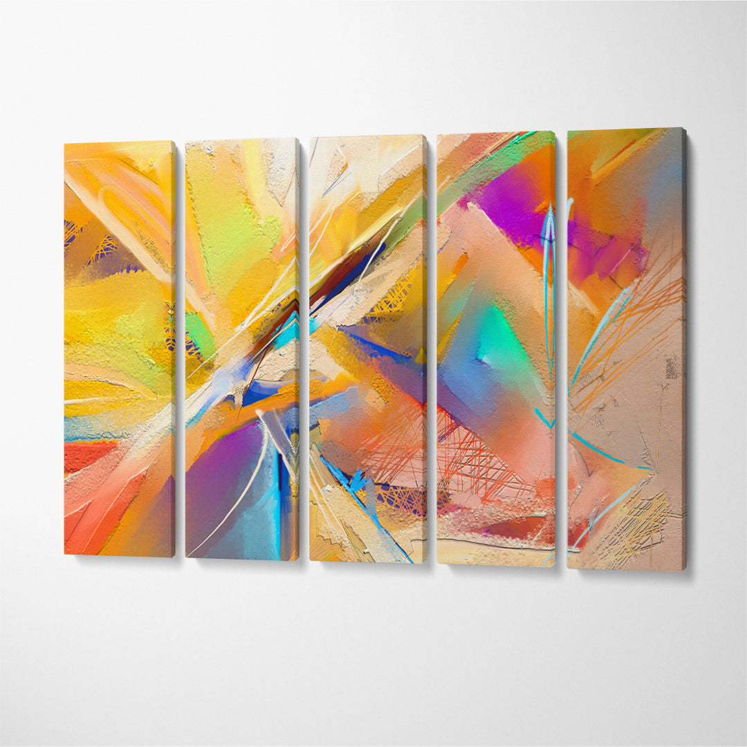 Abstract Modern Colorful Brush Stroke Canvas Print ArtLexy 5 Panels 36"x24" inches 