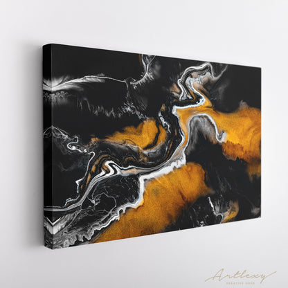 Abstract Black and Orange Marble Pattern Canvas Print ArtLexy   