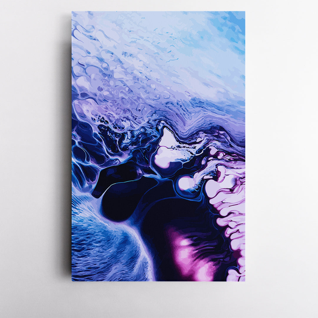 Set of 3 Purple Fluid Marble Painting Canvas Print ArtLexy