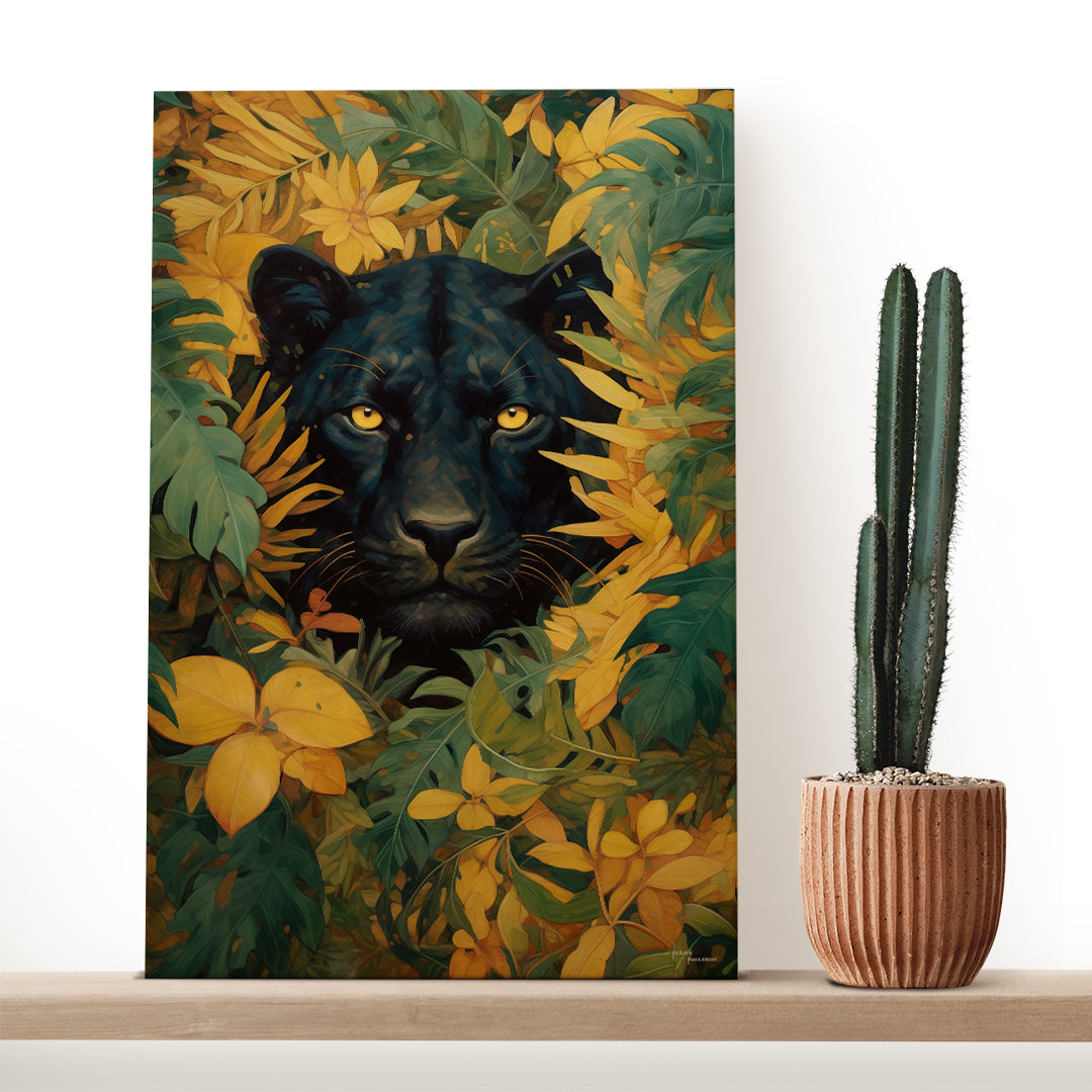 Mysterious Black Panther in Foliage Canvas Print ArtLexy   