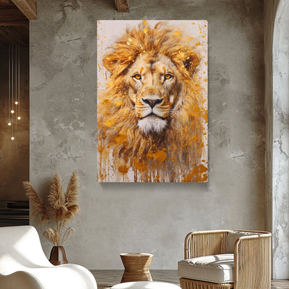 Golden-Hued Lion Portrait Canvas Print ArtLexy   