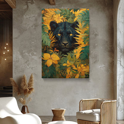 Mysterious Black Panther in Foliage Canvas Print ArtLexy   