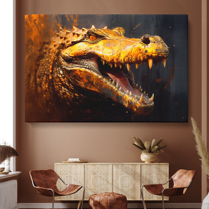 Fierce Alligator Close-Up Canvas Print ArtLexy 1 Panel 24"x16" inches 