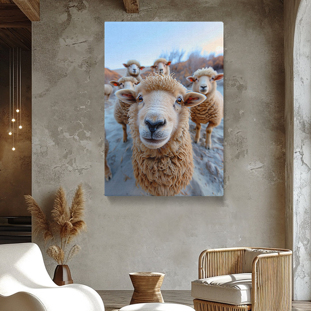 Smiling Sheep Flock Canvas Print ArtLexy   