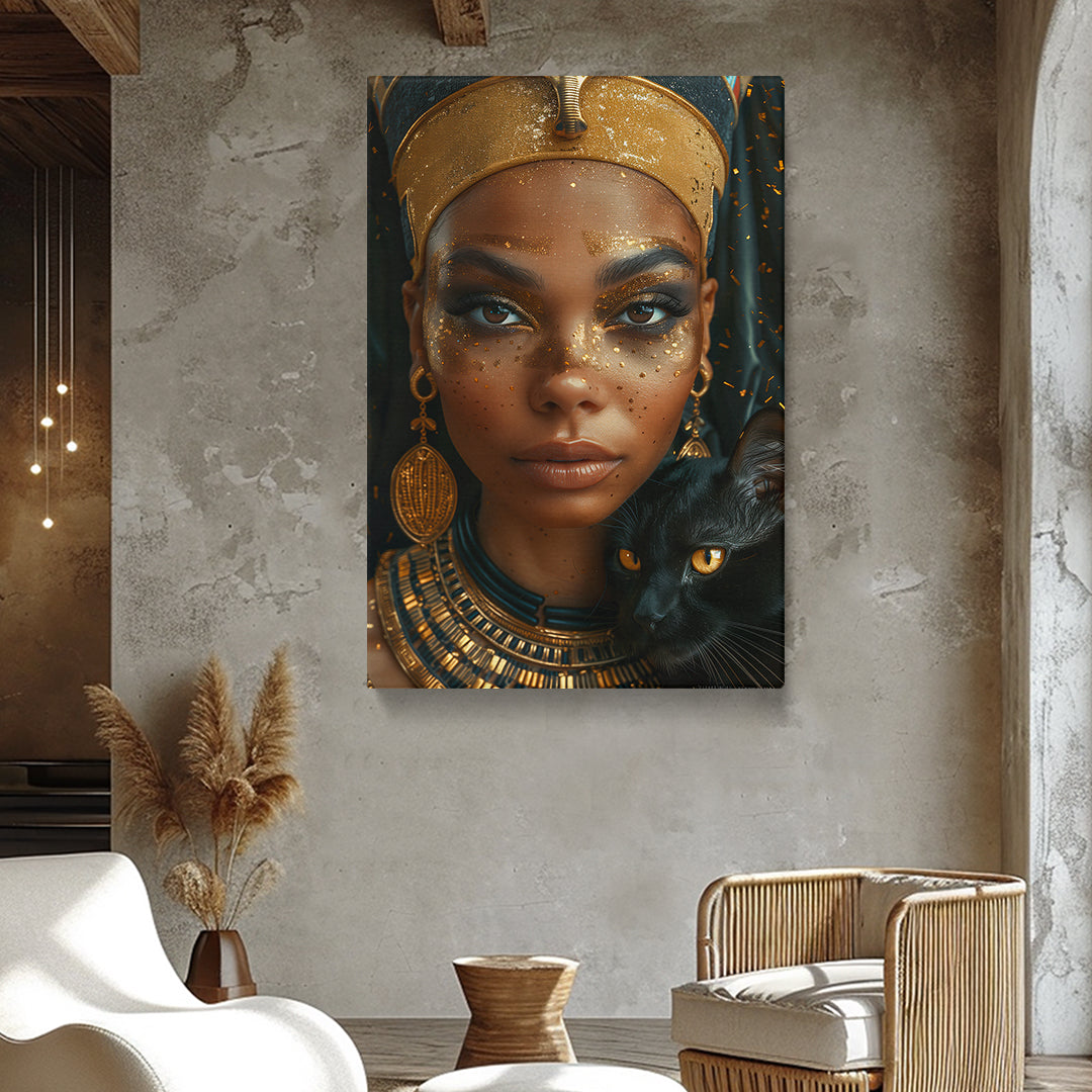 Cleopatra's Gaze with Sacred Cat Canvas Print ArtLexy 1 Panel 16"x24" inches 