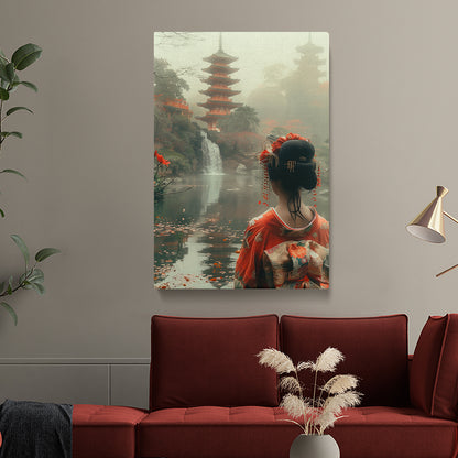 Crimson Geisha Garden Canvas Print ArtLexy   