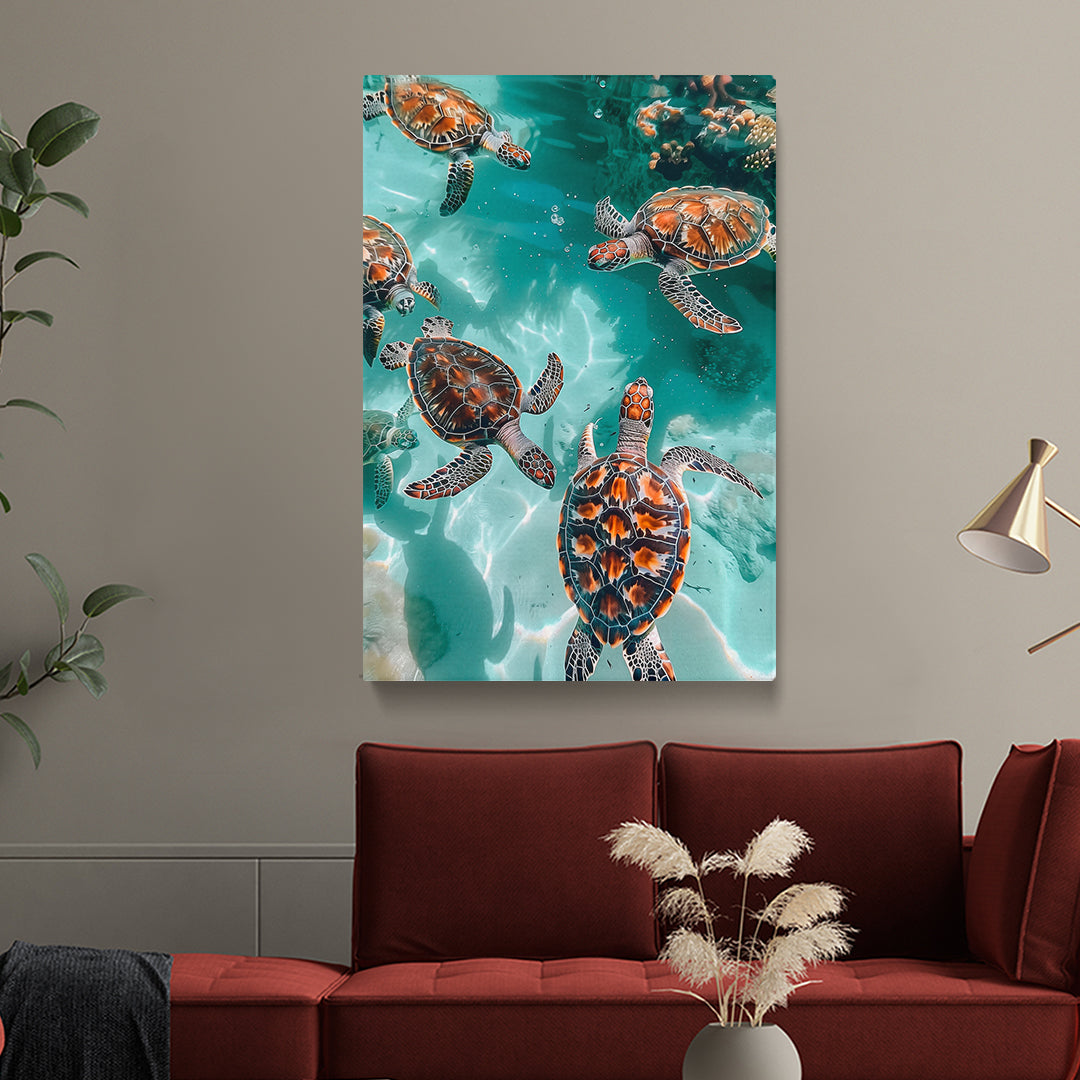 Graceful Sea Turtles Swimming Canvas Print ArtLexy   