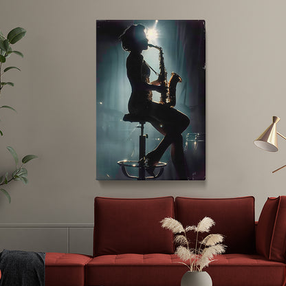 Silhouetted Saxophonist Canvas Print ArtLexy   