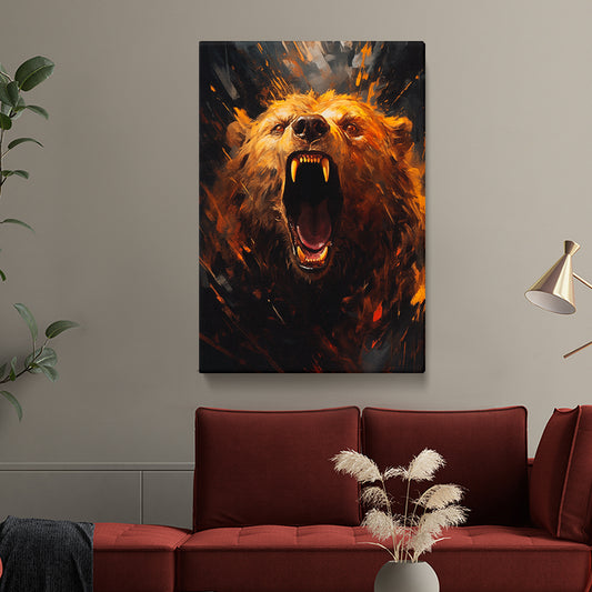 Ferocious Roaring Bear Canvas Print ArtLexy 1 Panel 16"x24" inches 