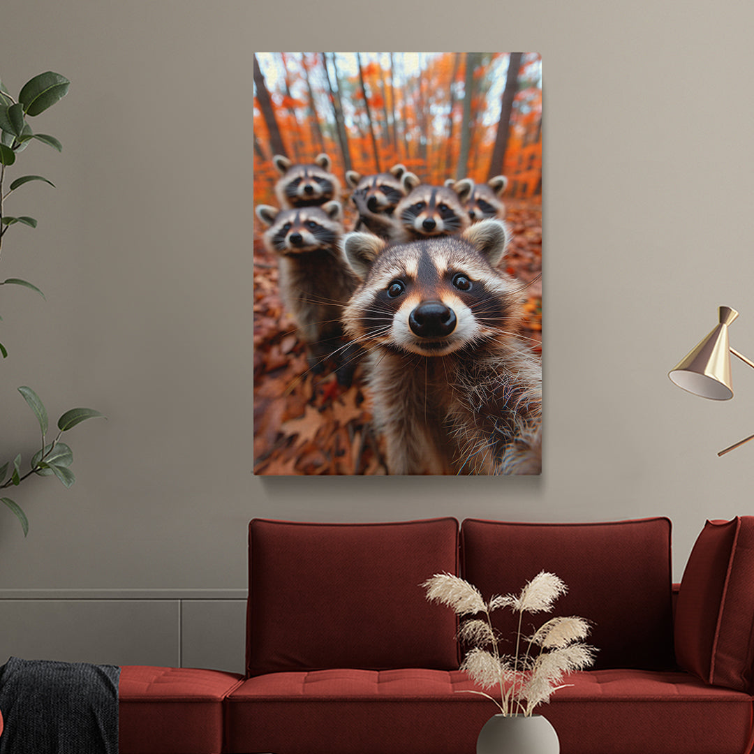 Inquisitive Raccoon Pack Canvas Print ArtLexy   