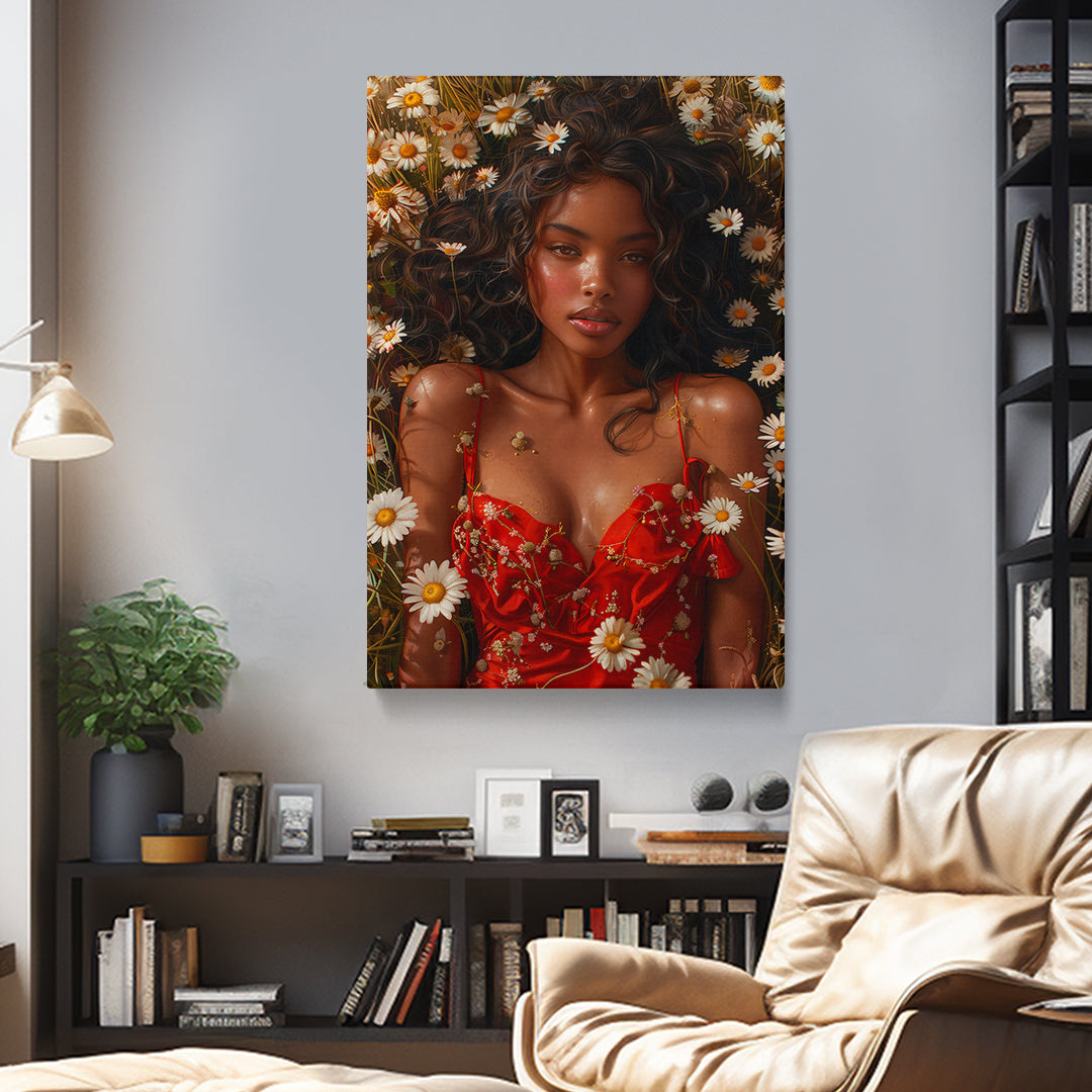 Woman in Daisies Canvas Print ArtLexy 1 Panel 16"x24" inches 
