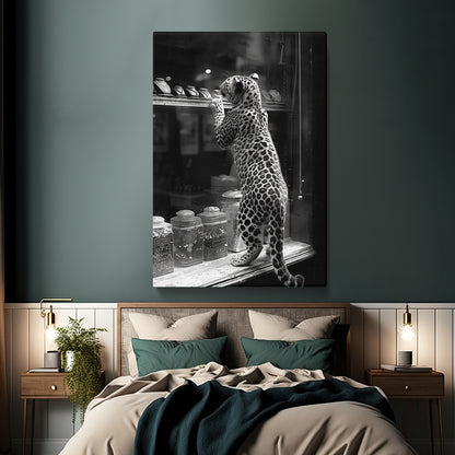 Curious Leopard Window Shopping Canvas Print ArtLexy   