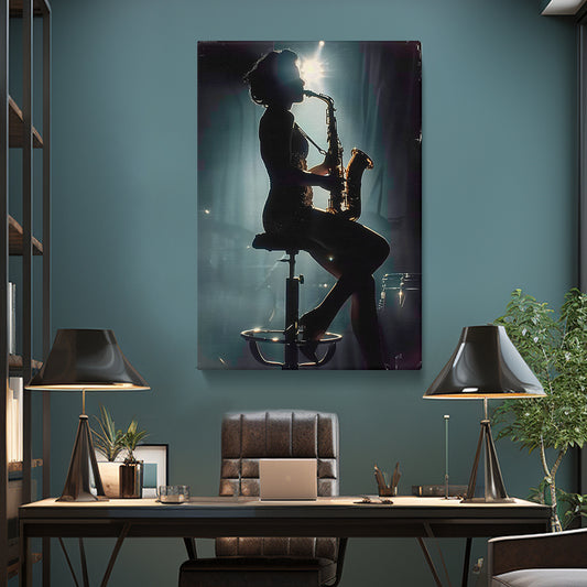 Silhouetted Saxophonist Canvas Print ArtLexy 1 Panel 16"x24" inches 