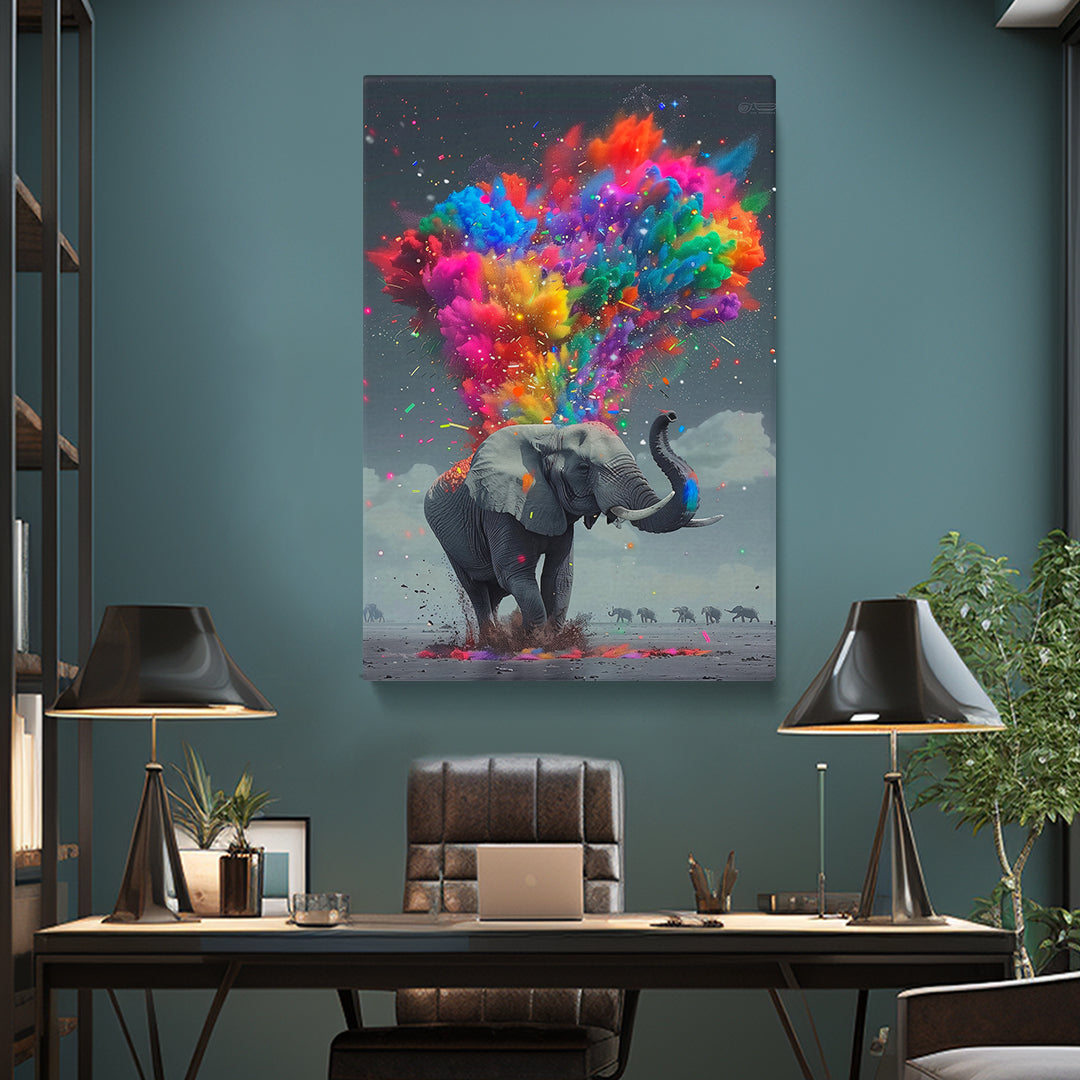 Colorful Explosion Elephant Canvas Print ArtLexy   