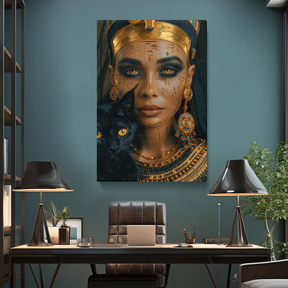 Pharaoh Queen and Sacred Cat Canvas Print ArtLexy   