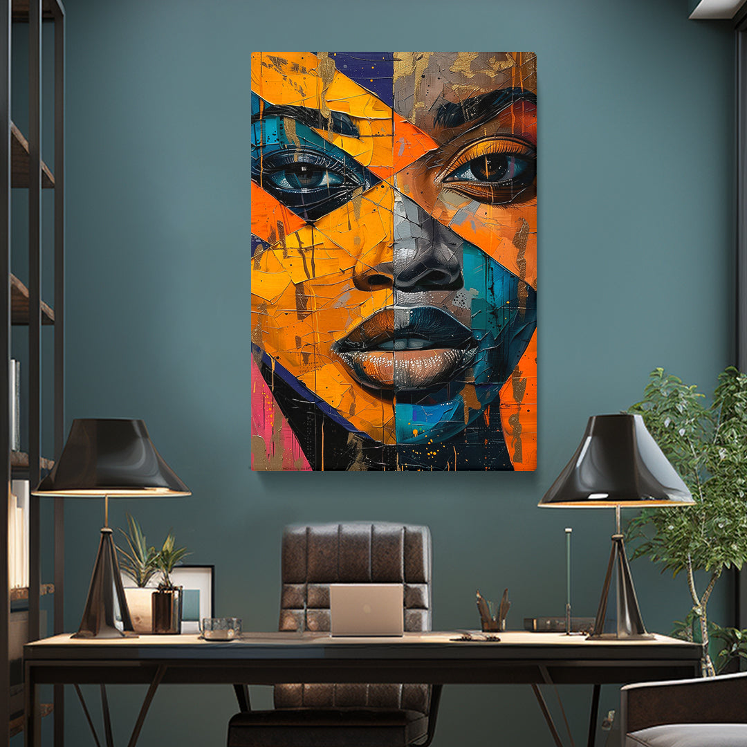 Colorful Fragmented Portrait of a Woman Canvas Print ArtLexy   