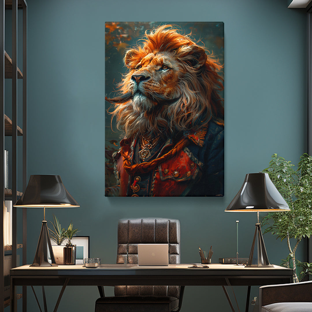 Noble Lion in Royal Garb Canvas Print ArtLexy 1 Panel 16"x24" inches 