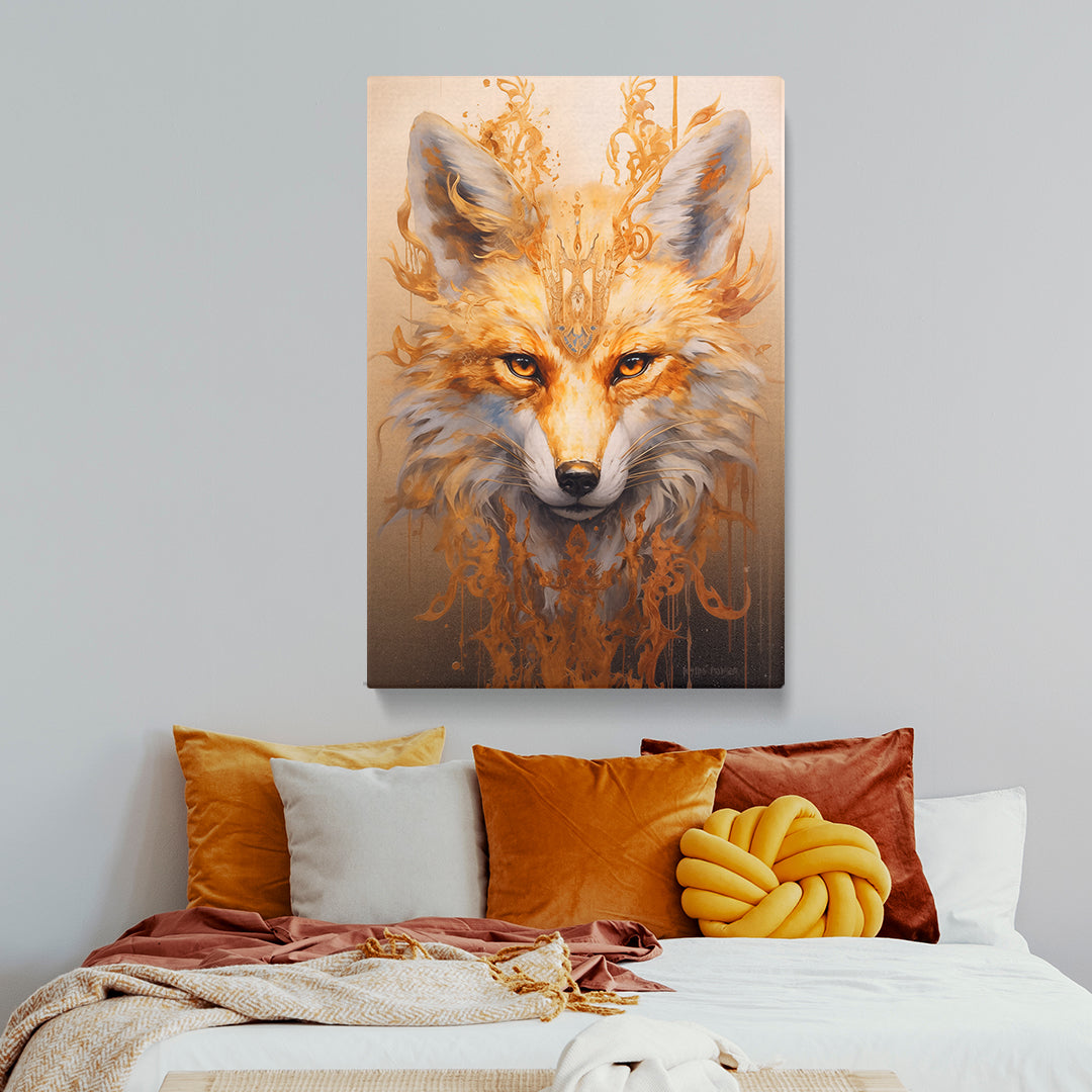 Golden Crowned Fox Portrait Canvas Print ArtLexy   