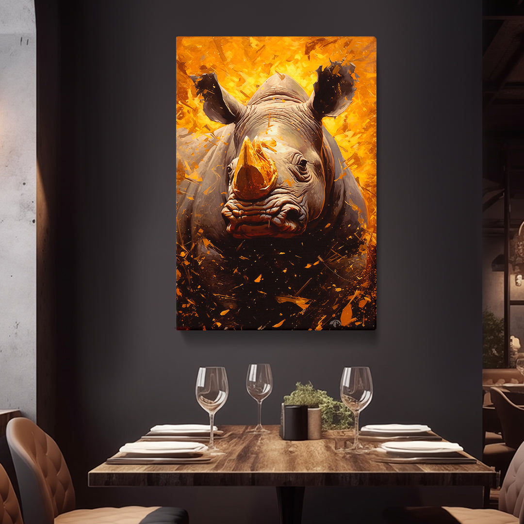 Commanding Rhino Portrait Canvas Print ArtLexy   
