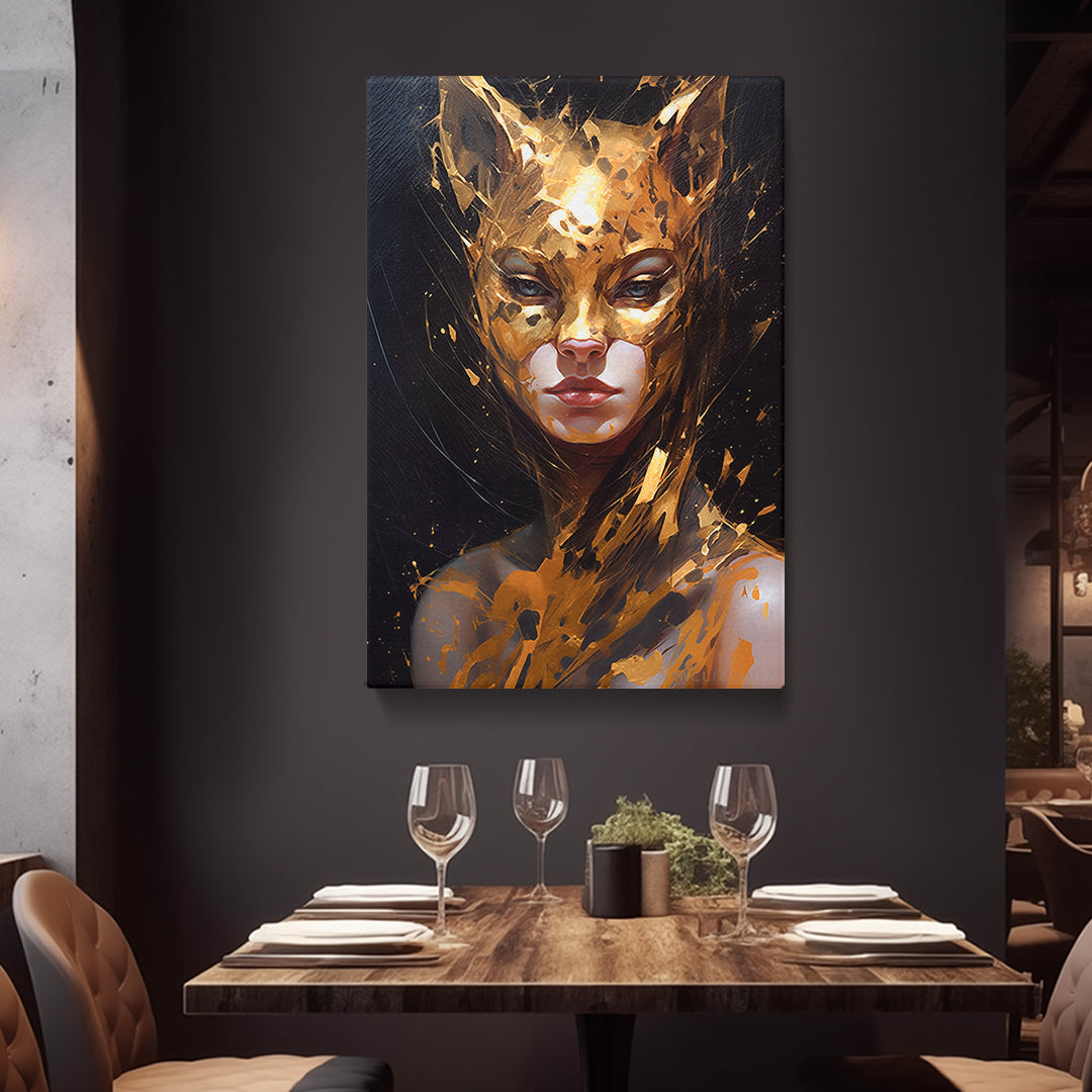 Golden Feline Fantasy Canvas Print ArtLexy   