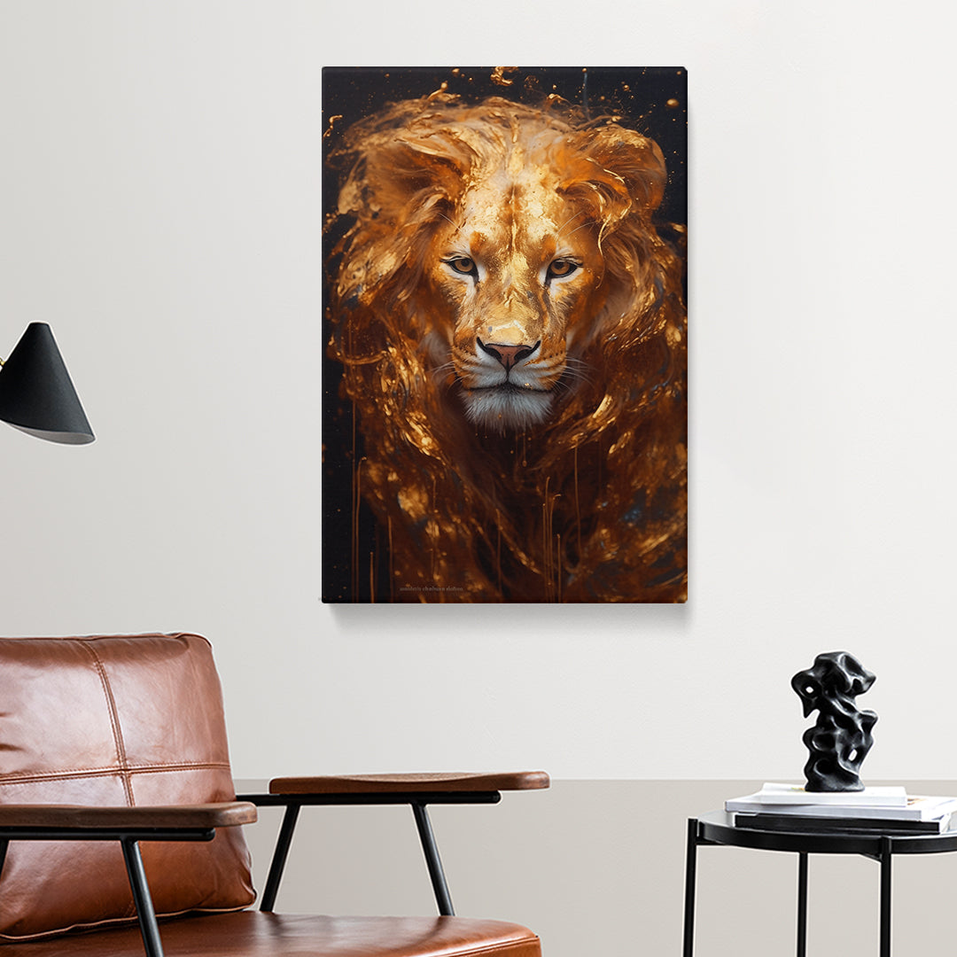 Majestic Golden Lion Portrait Canvas Print ArtLexy   