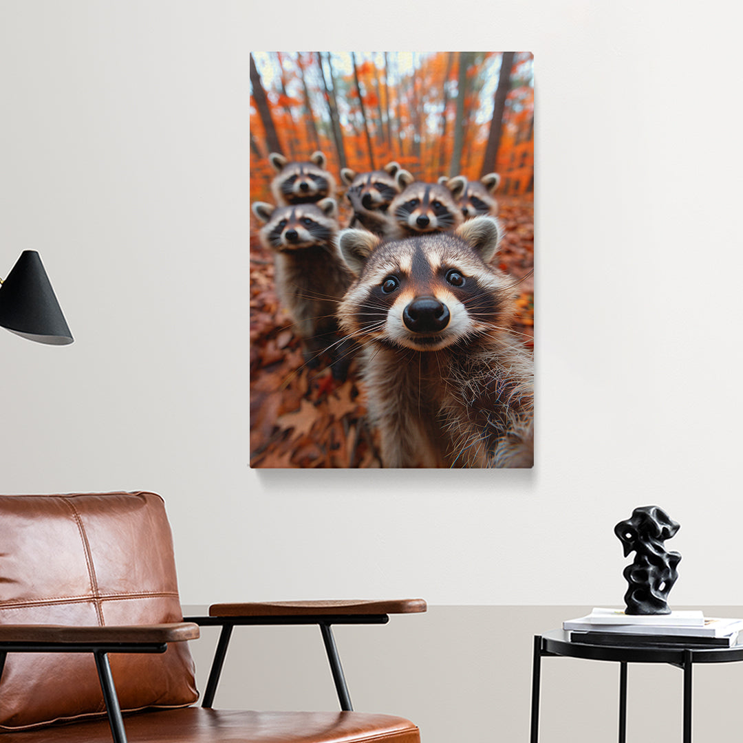 Inquisitive Raccoon Pack Canvas Print ArtLexy   