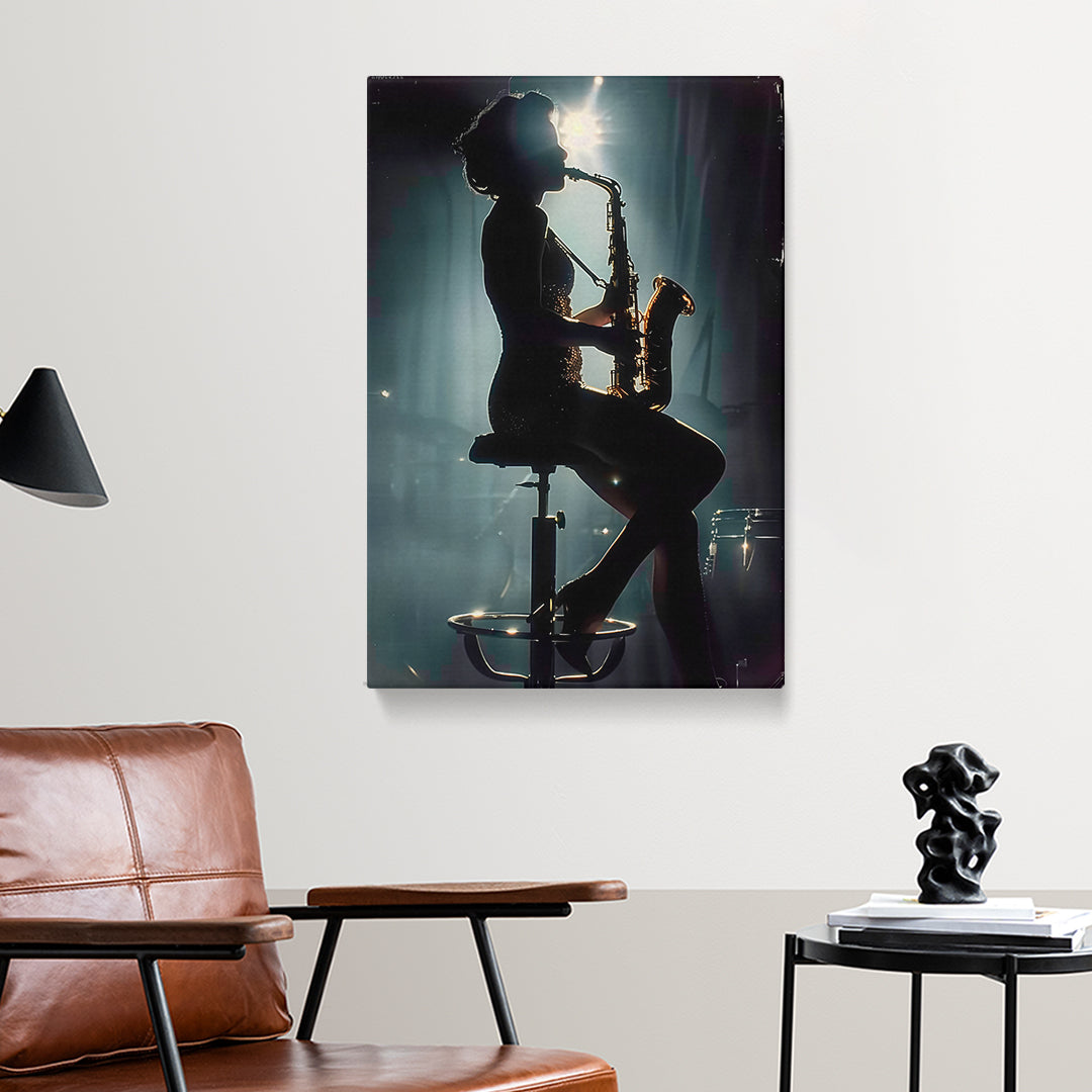 Silhouetted Saxophonist Canvas Print ArtLexy   