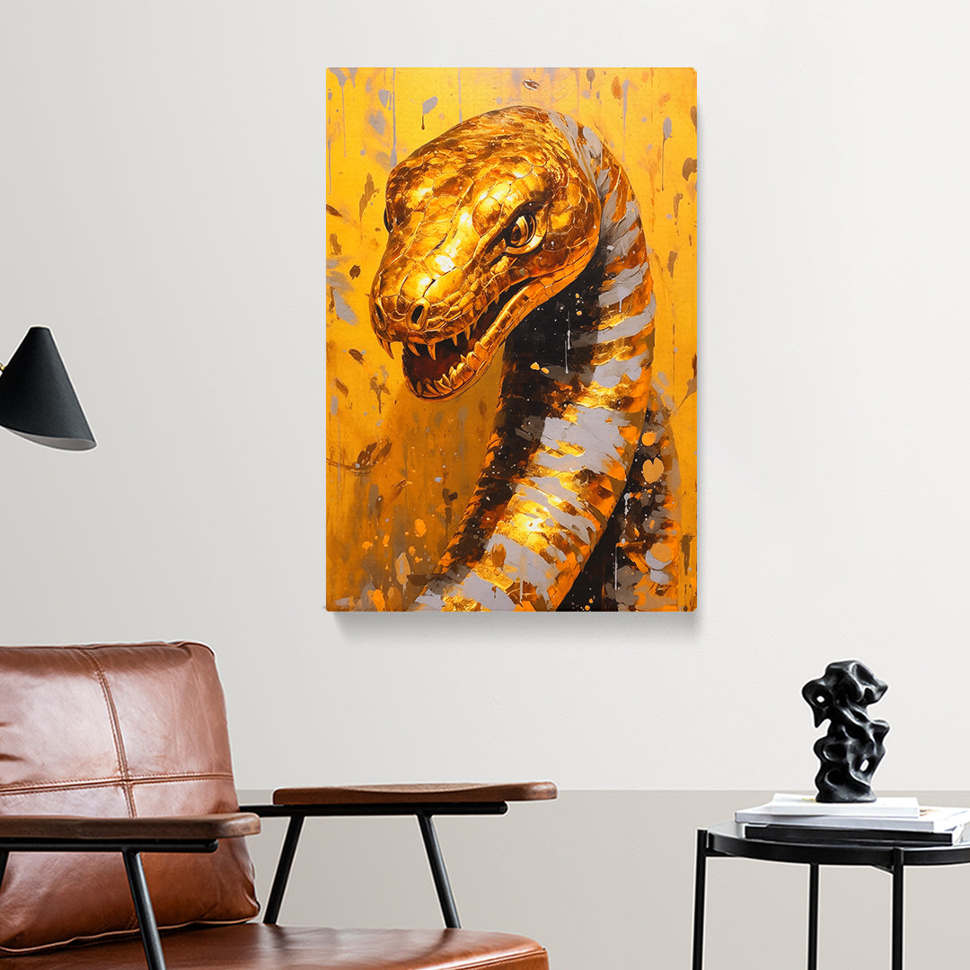 Striking Golden Snake Canvas Print ArtLexy   