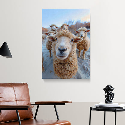 Smiling Sheep Flock Canvas Print ArtLexy   